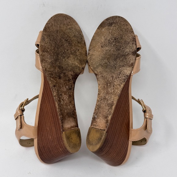 Stuart Weitzman Nextwedge Adobe Aniline Leather Sandals Size 8 - Picture 9 of 9